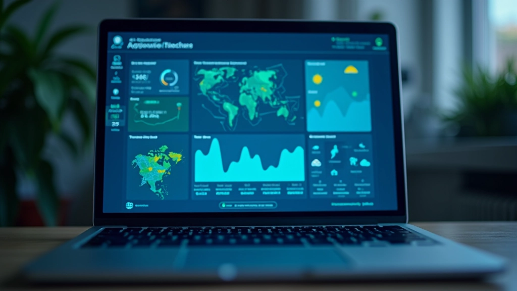 Bilgisayar monitöründe veri analiz göstergeleri ve harita gösterimi